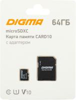 Карта памяти MicroSDXC 64Gb Digma DGFCA064A01