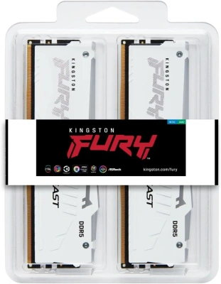 Модуль памяти DDR5 32Gb (2x16Gb Kit) Kingston 6000 Fury Beast White RGB KF560C30BWAK2-32