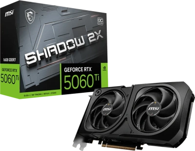 Видеокарта GeForce RTX 5060Ti 16Gb MSI Shadow 2X OC Plus