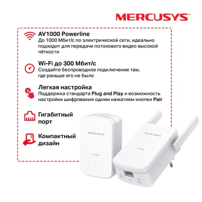 Сетевой адаптер  Mercusys Powerline MP510 KIT AV1000