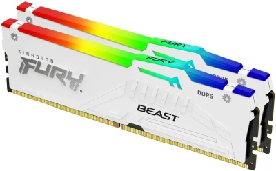 Модуль памяти DDR5 64Gb (2x32Gb Kit) Kingston 6000 Fury Beast White RGB KF560C36BWEAK2-64