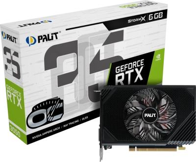 Видеокарта GeForce RTX 3050 6Gb Palit StormX OC NE63050S18JE-1070F di