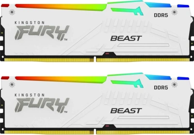 Модуль памяти DDR5 32Gb (2x16Gb Kit) Kingston 5600 Fury Beast White RGB KF556C40BWAK2-32