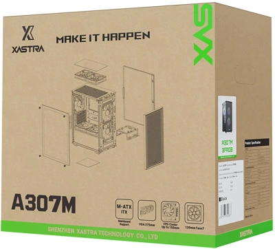 Корпус Xastra A307M 3FRGB Black