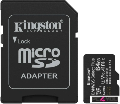 Карта памяти MicroSDXC 64Gb Kingston Canvas Select Plus SDCS3/64GB
