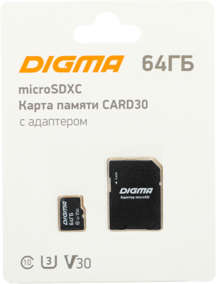 Карта памяти MicroSDXC 64Gb Digma DGFCA064A03