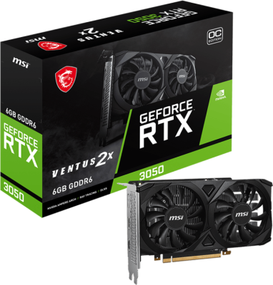 Видеокарта GeForce RTX 3050 6Gb MSI Ventus 2X 6G OC