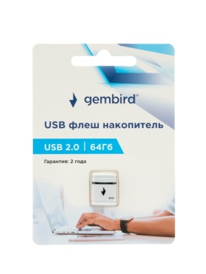 Флешка USB2 64Gb Gembird GFL-2.0-64mini White