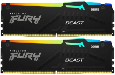 Модуль памяти DDR5 64Gb (2x32Gb Kit) Kingston 6000 Fury Beast RGB KF560C30BBAK2-64