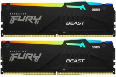 Модуль памяти DDR5 32Gb (2x16Gb Kit) Kingston 6000 Fury Beast RGB KF560C30BBEAK2-32